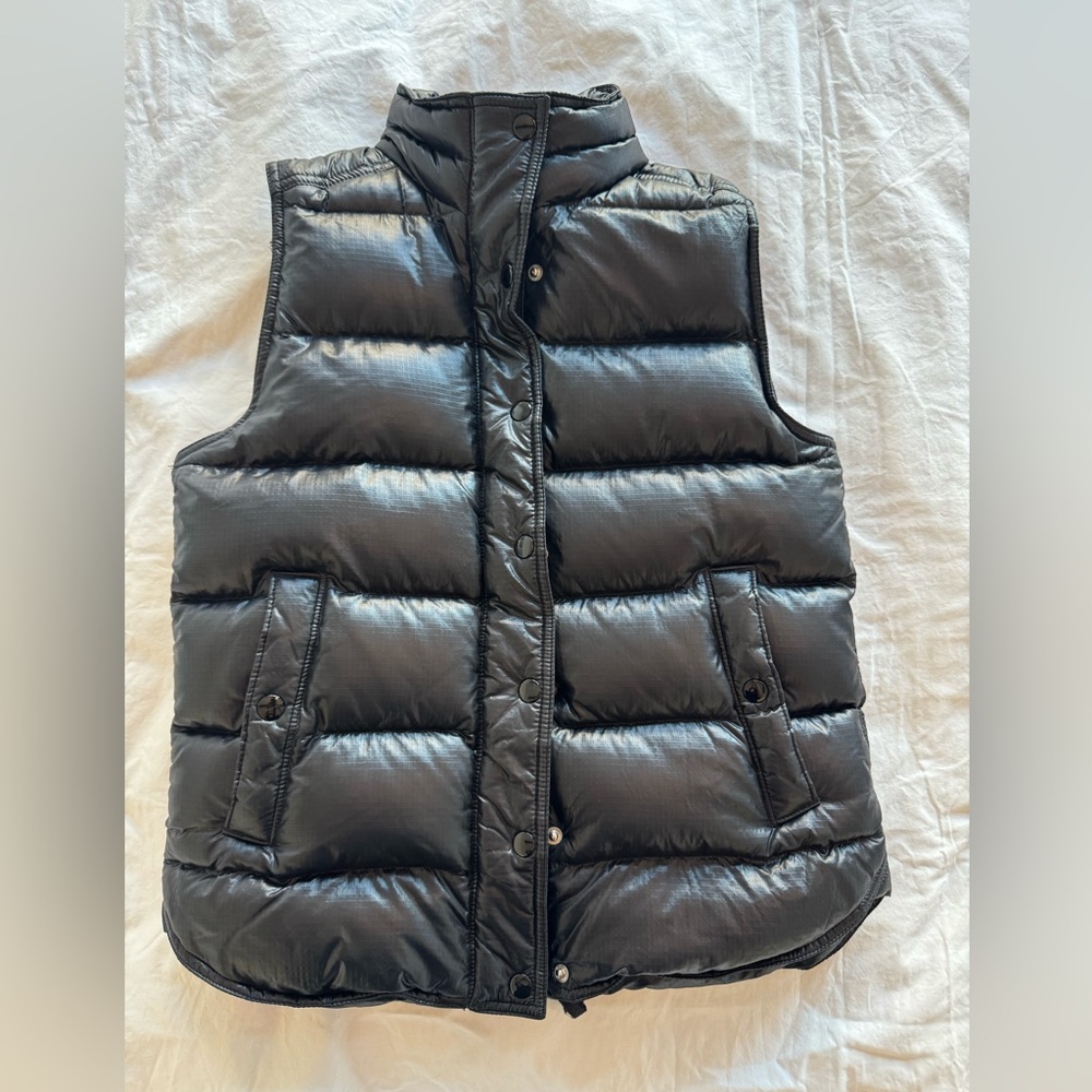 J. Crew Shiny Black Puffer Vest